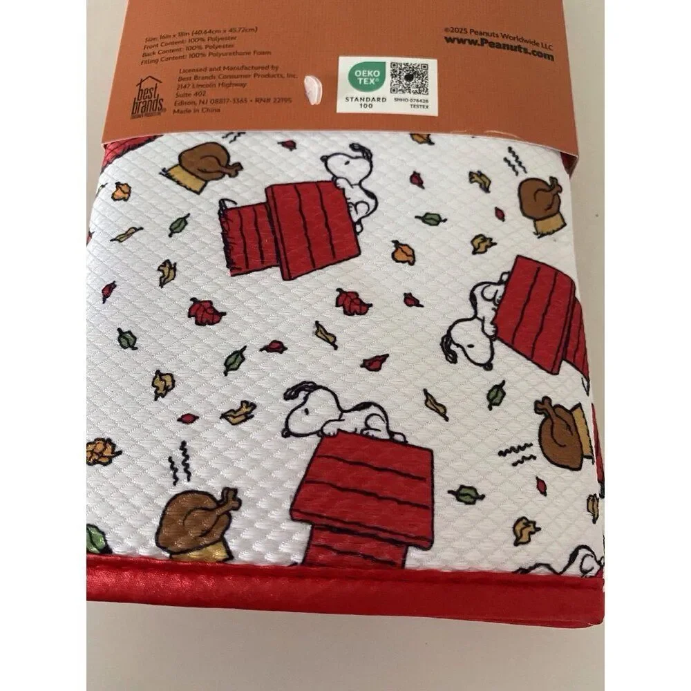 2 Pack Snoopy Peanuts Doghouse Turkey Fall Leaves Dish Drying Mats‎ 16 X 18” NEW